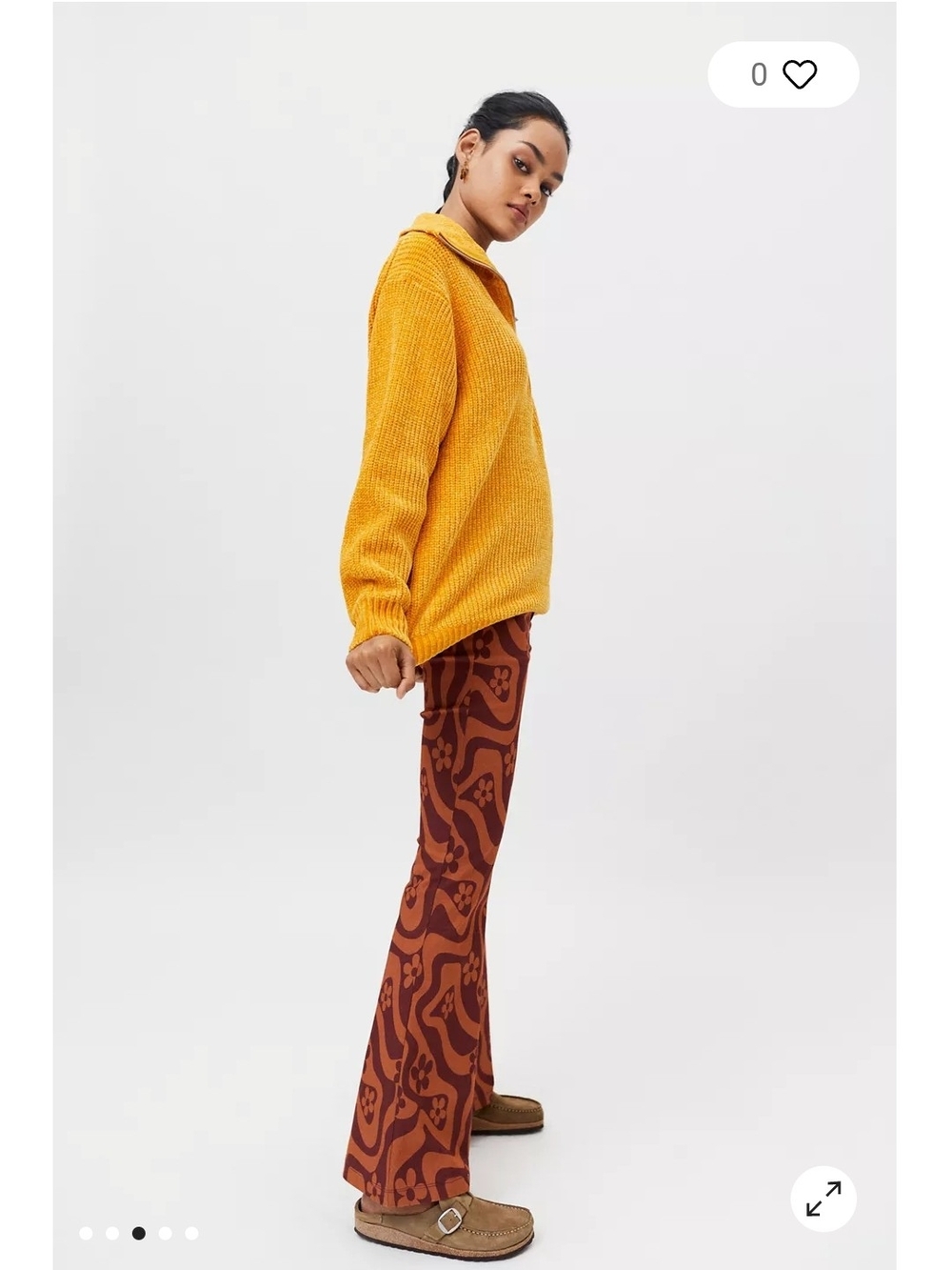 Urban Outfitters UO Nicco Half-Zip Sweater Mustard Yellow S